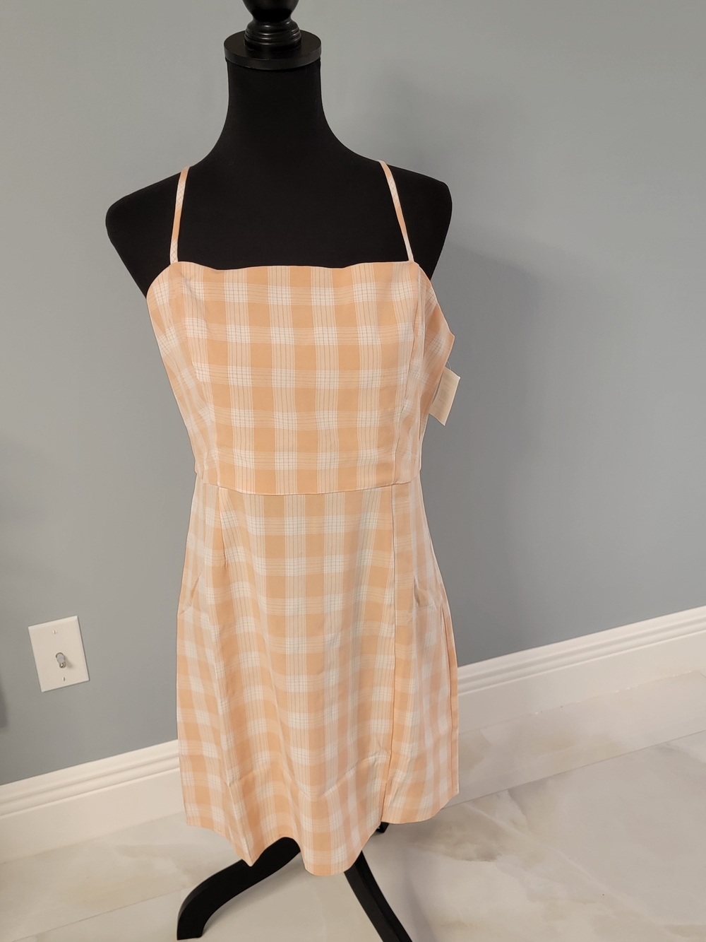 bp Peach and White Gingham Summer Dress